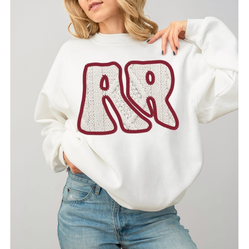 AR Sweater Patch Embroidery Cream Red