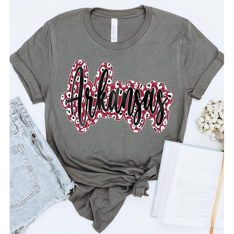 Arkansas Script Cardinal Leopard Black Foil