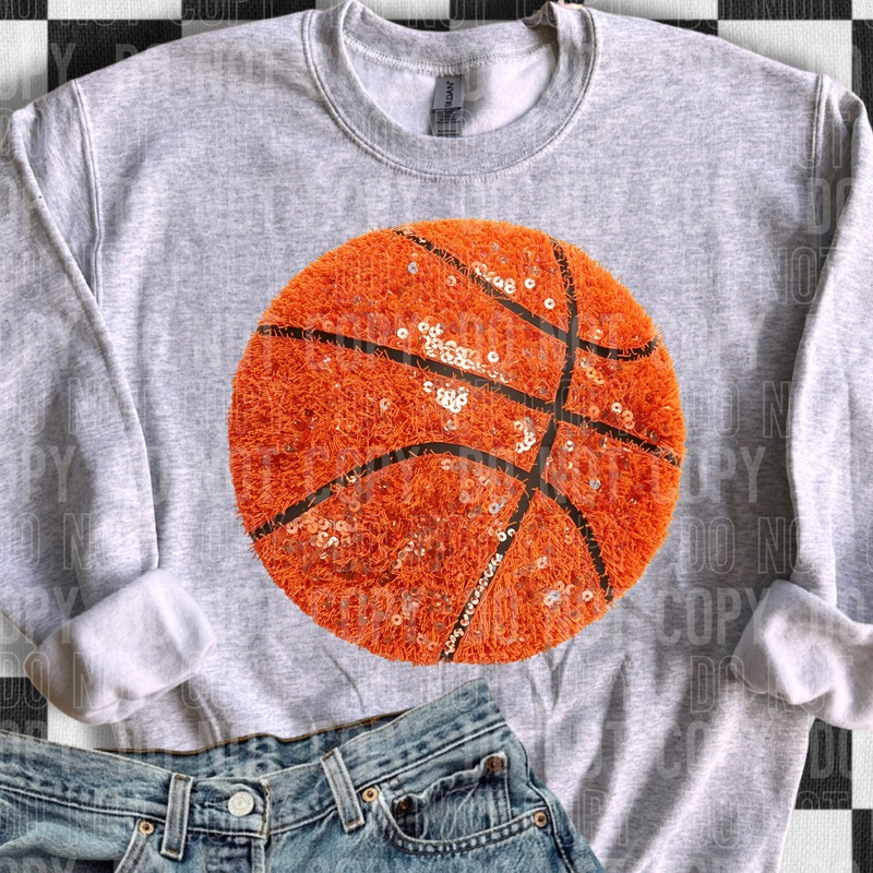 BASKETBALL FAUX YARN SEQUIN|Pocket 4″(4.00in x 3.92in)|Youth 8.5″(8.50in x 8.32in)|Adult 11″(11.00in x 10.77in)|Adult 12″(12.00in x 11.75in)