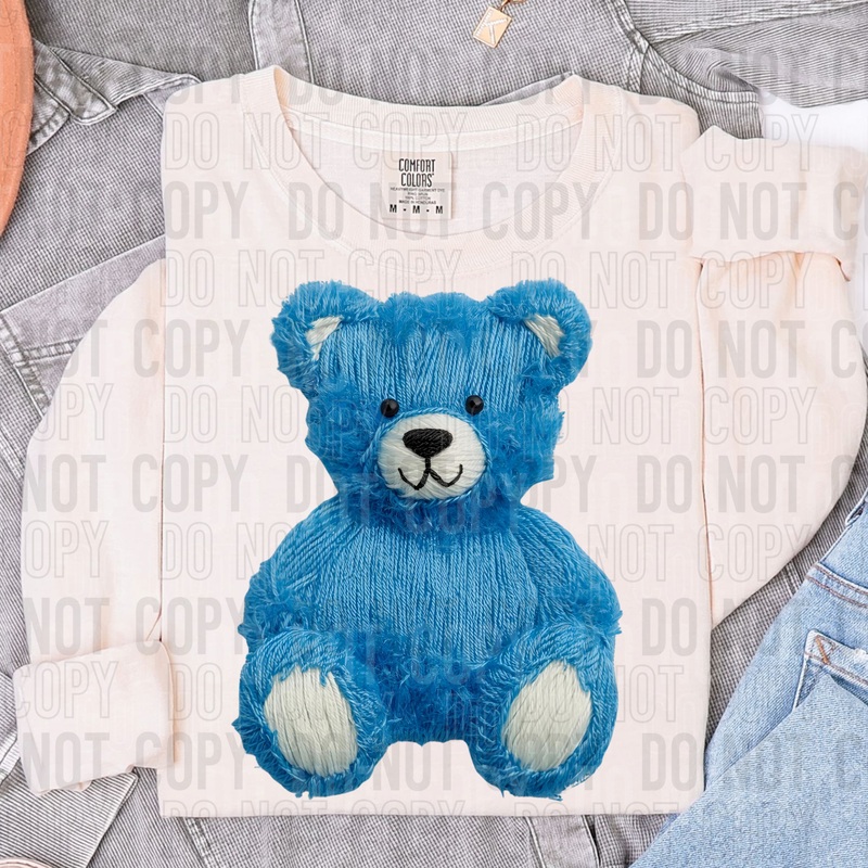 BLUE BEAR FAUX YARN|Pocket 4″(2.99in x 4.00in)|Infant 6″(4.48in x 6.00in)|Toddler 7″(5.23in x 7.00in)|Youth 8.5″(6.35in x 8.50in)|Adult 11″(8.21in x 11.00in)|Adult 12″(8.96in x 12.00in)