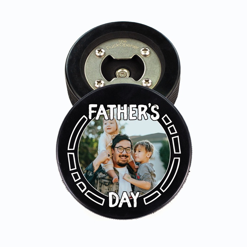 Hockey Puck Bottle Opener, Father’s Day Geometric Photo
