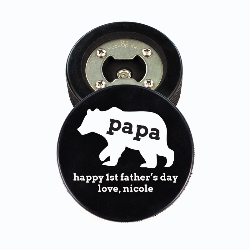 Hockey Puck Bottle Opener, Papa Bear Personalize