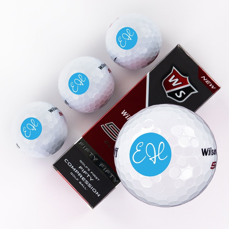Blue Circle Initials, Printed Golf Balls
