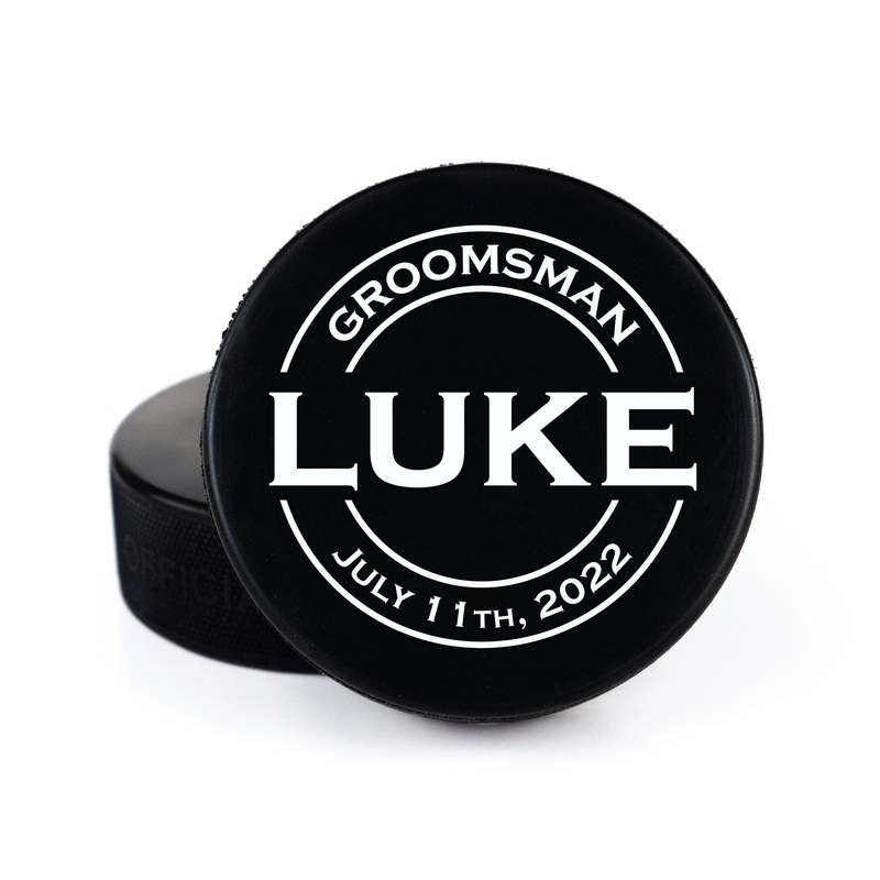 Circle Name & Wedding Party Role, Printed Hockey Puck