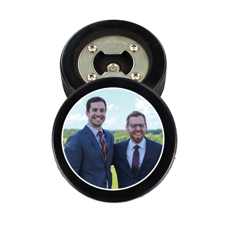 Wedding Photo, Hockey Puck Bottle Opener
