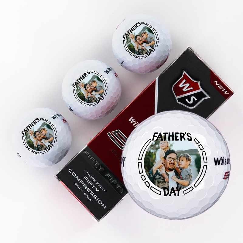 Father’s Day Geometric Photo, Printed Golf Balls