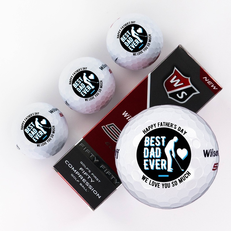 Golf Swing Best Dad Ever Personalization, Printed Golf Balls