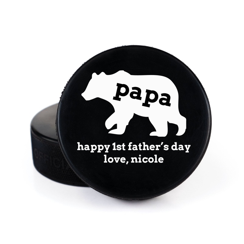 Papa Bear Personalization, Printed Hockey Puck