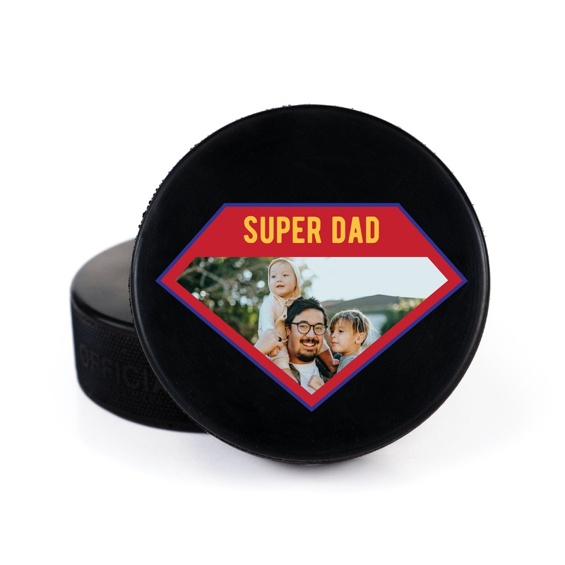 Super Dad Photo, Printed Hockey Puck