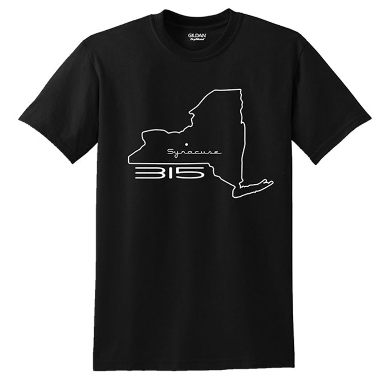 315 Syracuse Map Tees|Youth S|Youth M|Youth L|Youth XL|S|M|L|XL|2XL|3XL|Black|White|Gray|Red|Blue