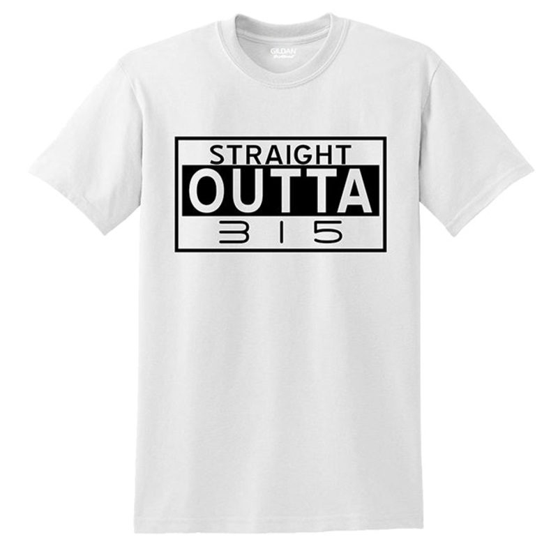 Straight Outta 315 T-shirts|Youth S|Youth M|Youth L|Youth XL|S|M|L|XL|2XL|3XL|Black|White|Gray|Red|Blue