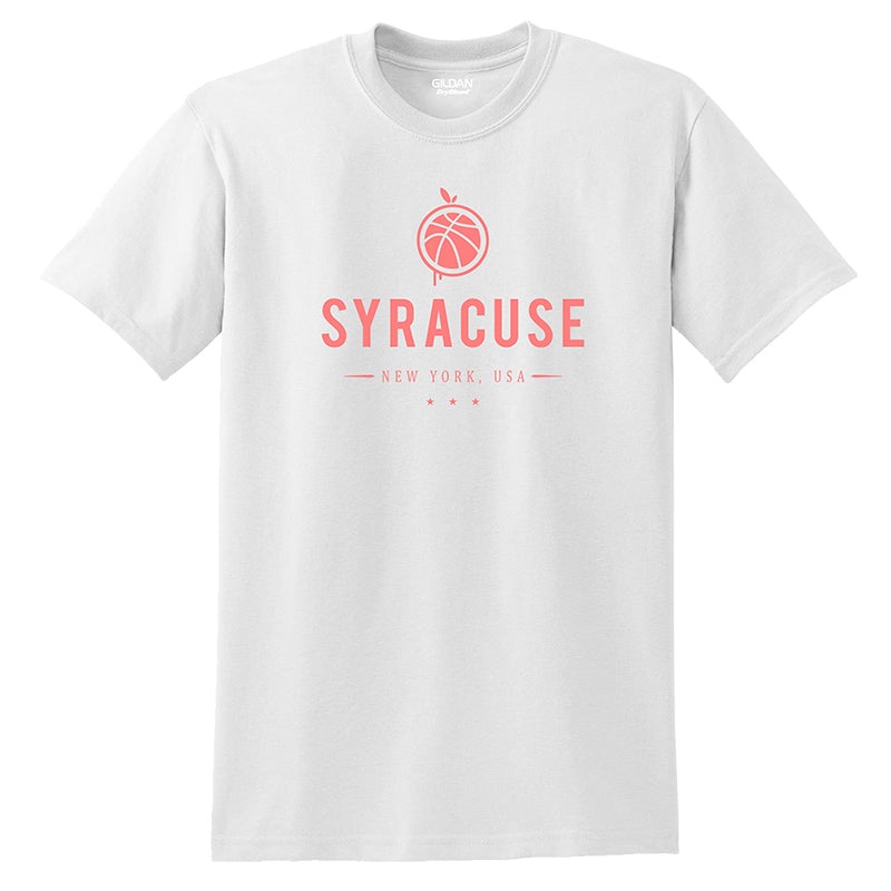 SYR NY, USA T-shirts|Youth S|Youth M|Youth L|Youth XL|S|M|L|XL|2XL|3XL|Black|White (w/ Pink Lettering)|White (w/ Gray Lettering)|Gray|Red|Blue