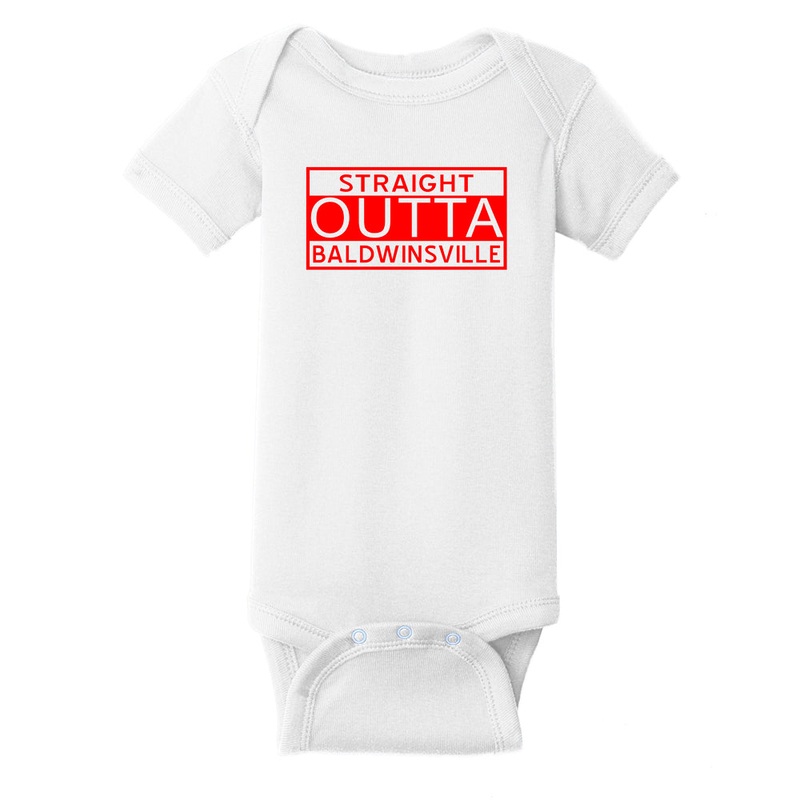 Baby Onesies (4 Designs)|New Born|6mo|12mo|18mo|24mo|Straight Outta Baldwinsville|Baby Bee|Baldwinsville (w/ Bee Logo)|Straight Outta Quarantine