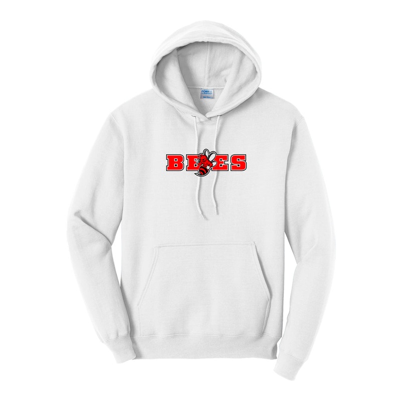 Bees Front Logo Hoodie|Youth S|Youth M|Youth L|Youth XL|S|M|L|XL|2XL|3XL|White|Gray