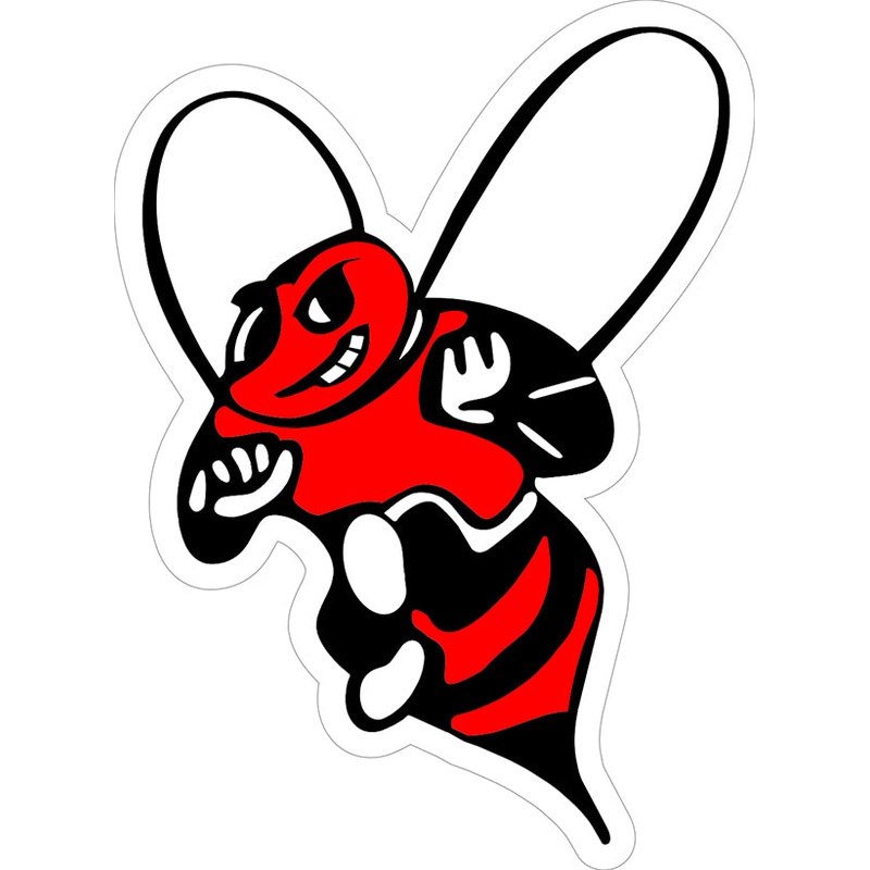 Two-Color Bee Logo Decal|5″-6″|(Two-Pack) 3″|Red & Yellow|Red & White
