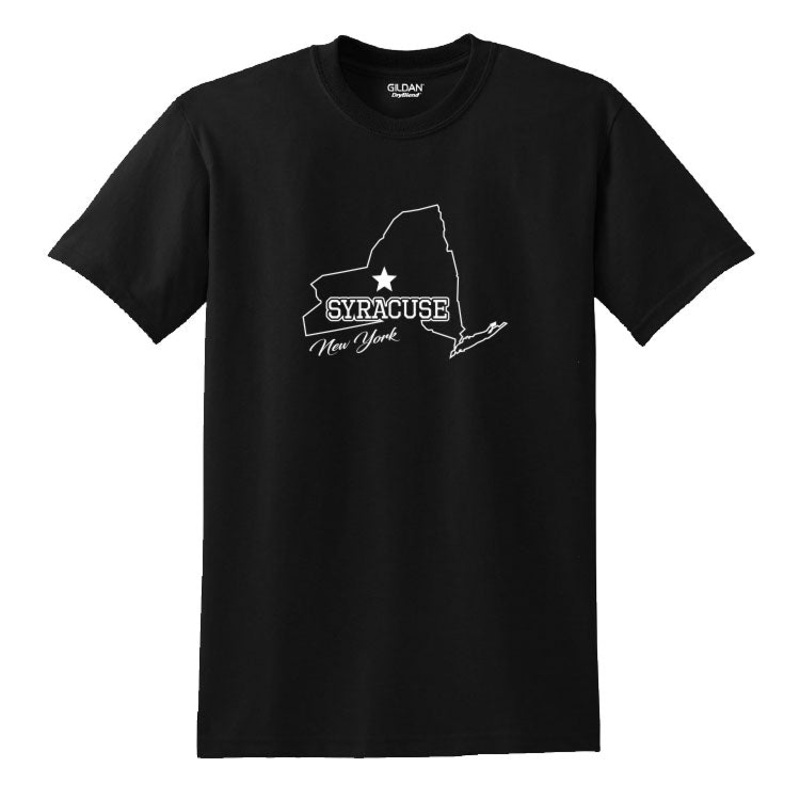 Syracuse Map Apparel|T-shirt|Long-sleeve|Hoodie|S|M|L|XL|2XL|3XL|Black|White|Gray|Red|Blue