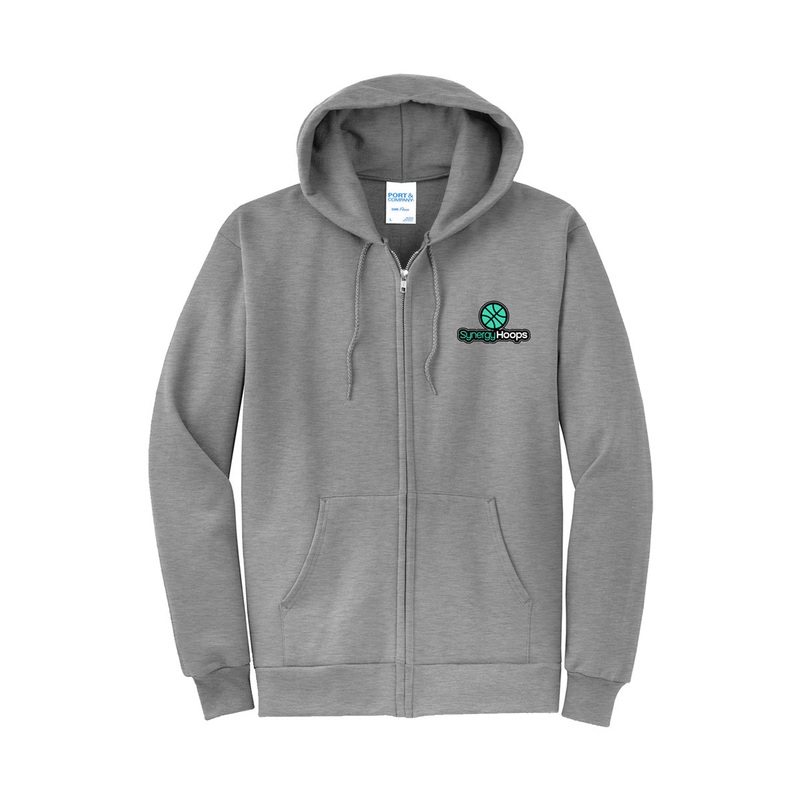 Synergy Hoops Zip-up Hoodie|Youth S|Youth M|Youth L|Youth XL|S|M|L|XL|2XL|3XL|4XL|Black|White|Athletic Heather