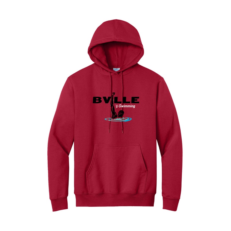 B’ville Swim Pullover Hoodie|Youth XL (XS)|S|M|L|XL|2X|3X|4X|Red|Athletic Gray