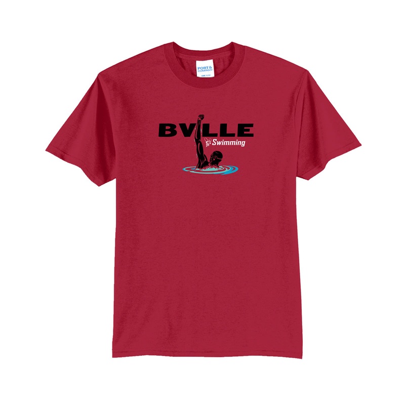 B’ville Swim T-shirt|Youth XL (XS)|S|M|L|XL|2X|3X|4X|5X|6X|Red|Athletic Gray