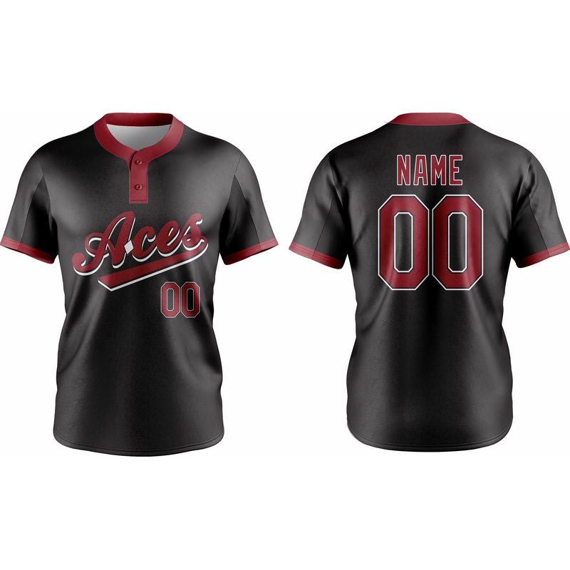Baseball Two Button Jersey 01  Customizable Name & Number | Breathable & Comfortable Sportswear