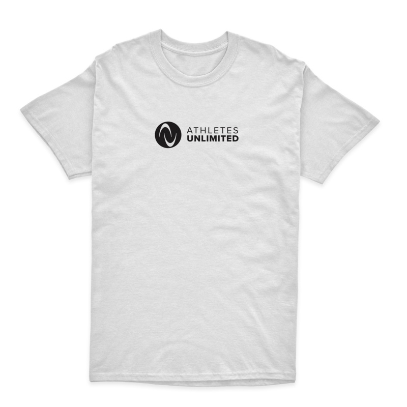 Athletes Unlimited Logo Tee|White|Black|Small|Medium|Large|X-Large|2X-Large|3X|4X
