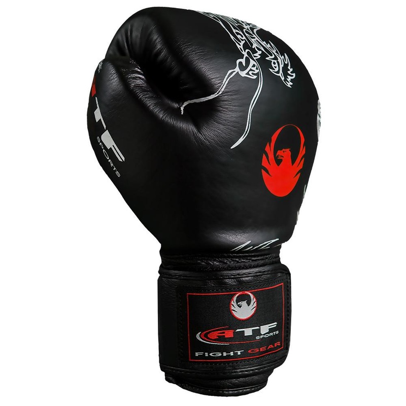 Leather Pro Boxing Gloves|BLACK/WHITE/RED|12OZ|14OZ|16OZ