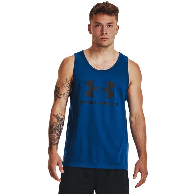 Men’s Sportstyle Logo Tank|VARCITY BLUE|DARK MAROON|BLACK/WHITE|STEEL LIGHT HEATHER|RADIAL TURQUOISE|S|M|L|XL|XXL|XXXL