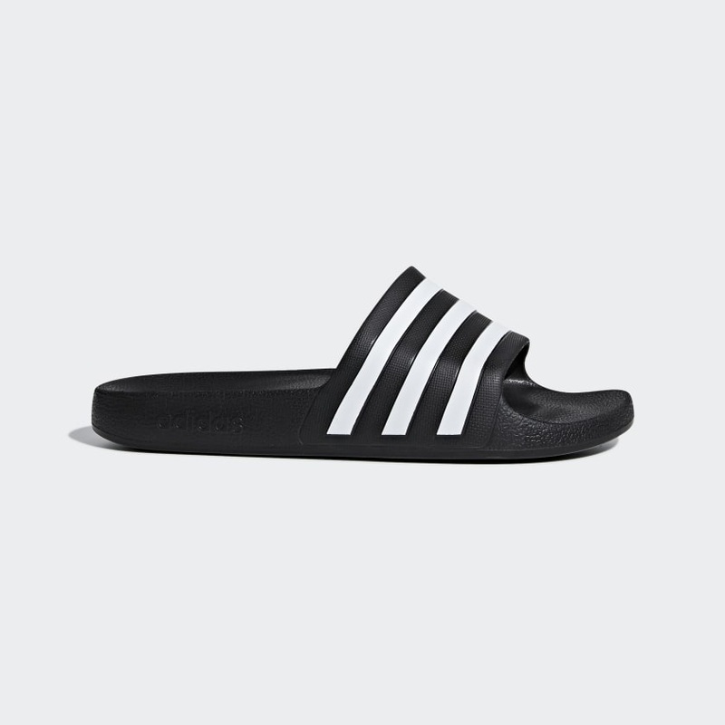 Men’s Adilette Aqua Slides|BLACK/WHITE|4|5|6|7|8|9|10|11|12|13