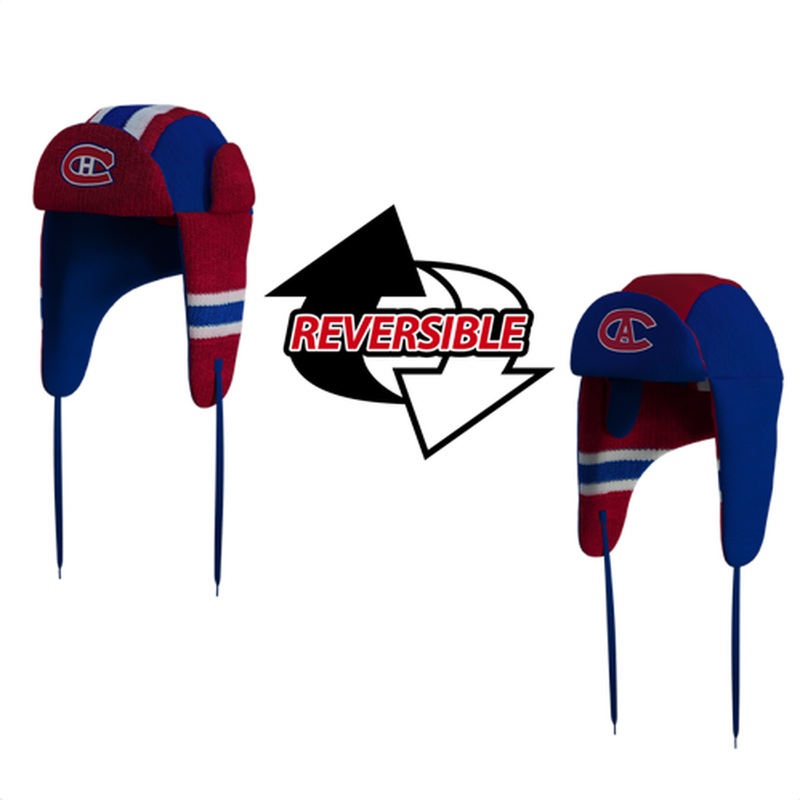 NHL REVERSIBLE TRAPPER TOQUE|MONTREAL CANADIENS|TORONTO MAPLE LEAFS|PITTSBURGH PENGUINS|OS